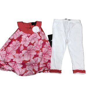 ABS KIDS BABY GIRL TWO PCS OUTFIT SET DRESS & WHITE LEGGING SIZE 12 MOS NEW WITH